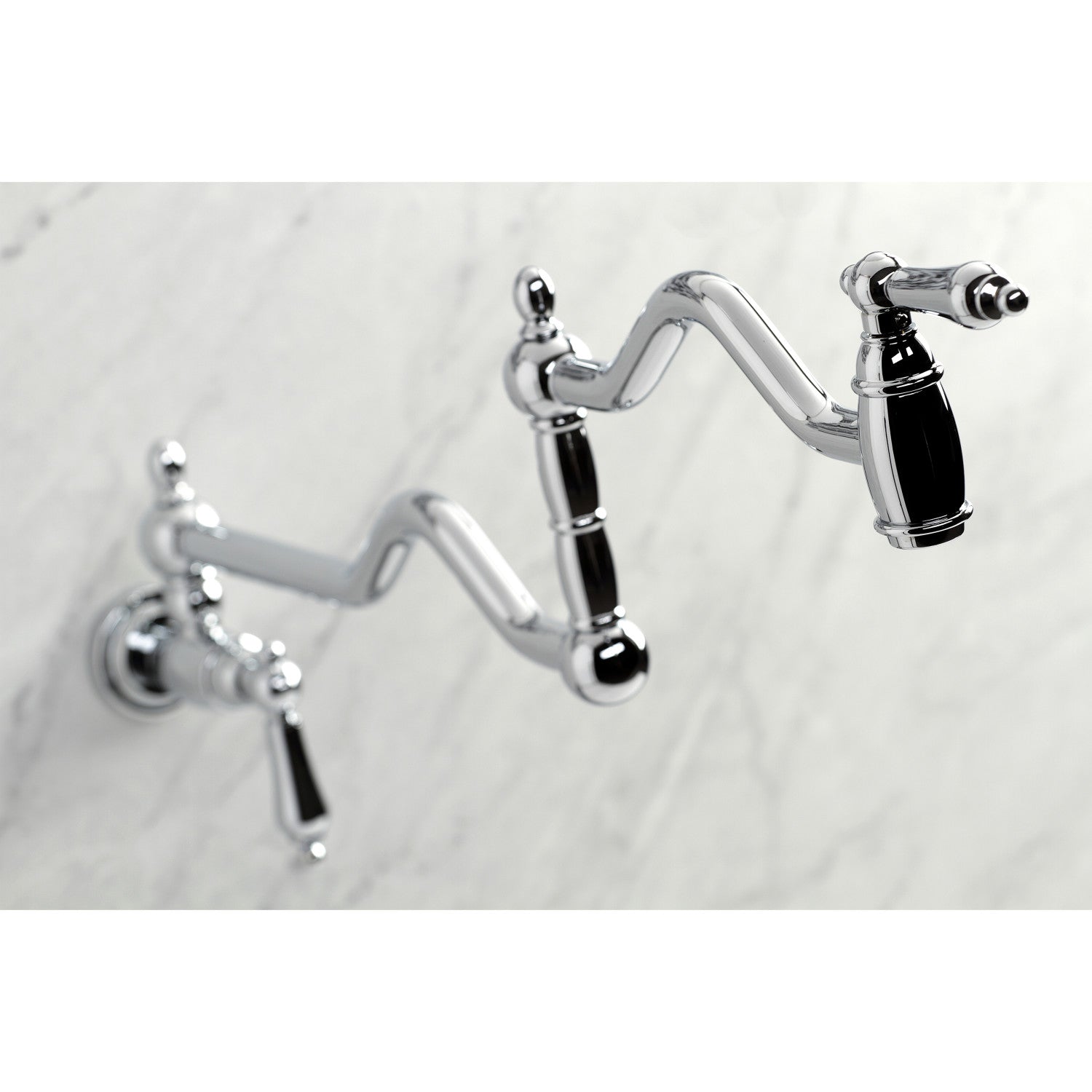 Kingston Heirloom KS2101AL - Heritage Two-Handle 1-Hole Wall Mount Pot Filler Faucet, Polished Chrome — thumbnail 2